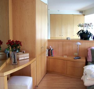 contemporary Maple built-in bedroom furniture in downtown Boston